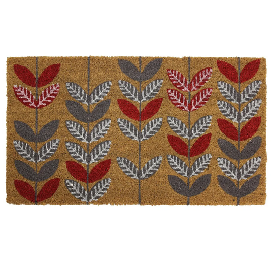 JVL 40x70cm Gardening Themed Latex Backed Coir Doormat - Leaves
