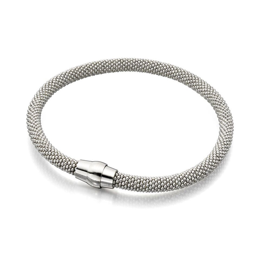 Silver Women Magnetic Clasp Popcorn Bracelet B4174