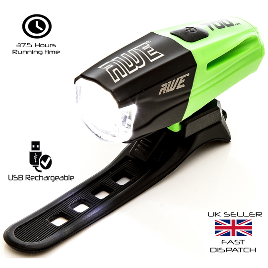 AWE AWE700 700 Lumens Front LED USB Rechargeable Bike Front/Head Light 37.5 Hours running time* UKCA/CE Approved