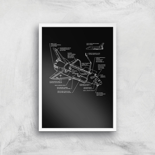 Shuttle Schematic Art Print - A3 - White Frame