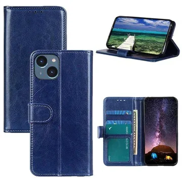 iPhone 14 Wallet Case with Magnetic Closure - Blue