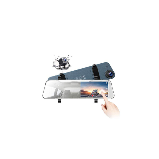 Mirror Dash Cam, Backup Camera 5" LCD Rear View Mirror Camera Ultra-Thin Touch Screen Full HD 1080P Dash Cam Front and Rear Dual Lens with Waterp