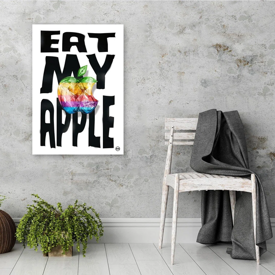 Poster, Inscription And Colorful Apple Stamp