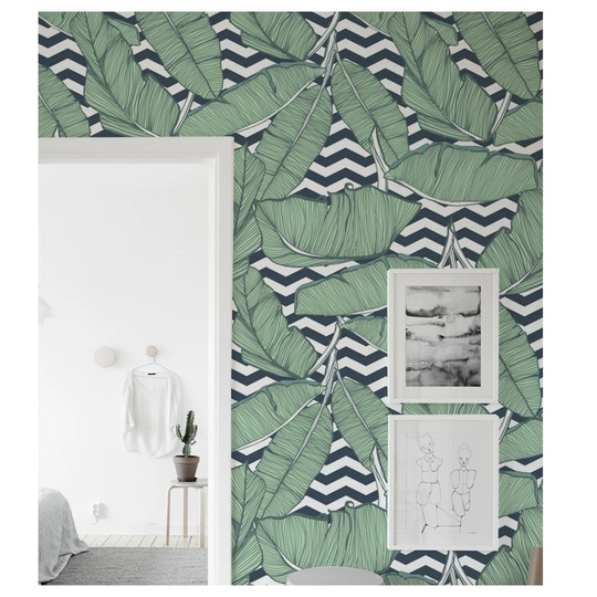 Jeramy Minimalistic Leaves Monstera Leaves Wallpaper