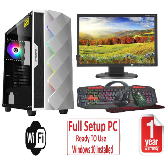 Fast Gaming PC Bundle Intel QuadCore i5 16GB 1TB Windows 10 2GB GT710 White Diamond