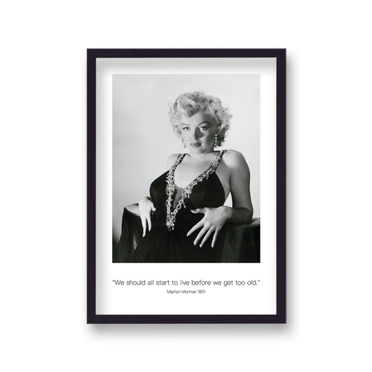 Polaroid Style B&W Icon Marilyn Monroe We Should All Start to Live Dated by Vouvart - Picture Frame Memorabilia
