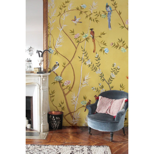 Walllpaper Roll 312X219cm Mural Decoration Kitchen Livingroom Bedroom Wallpaper Material With Print - Birds Bird Wood Gold Acrylic Fall Romantic Orna