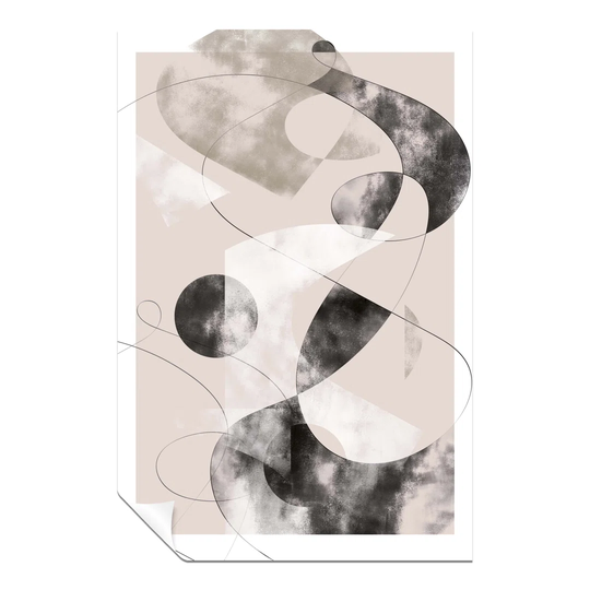 Panther Print Fine Art Prints Abstract Beige & Black Geometric Shapes Artistic Unframed Poster, Pictures For Home Walls, Bedroom, Living Room & Bathro