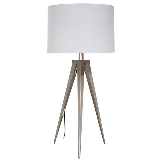 Premier Housewares Livia Table Lamp with Metal Tripod Frame & White Fabric Shade