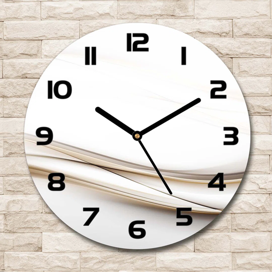 Glass Wall Clock 30Cm Round Decoration Picture Wall Art Modern Decoration Kitchen Living Room Silent - Waves Abstraction,127552559