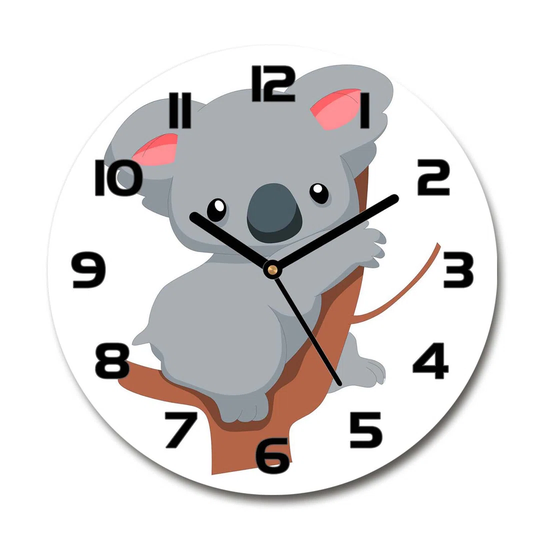 Glass Wall Clock 30Cm Round Decoration Picture Wall Art Modern Decoration Kitchen Living Room Silent - Koala On The Tree,66617317