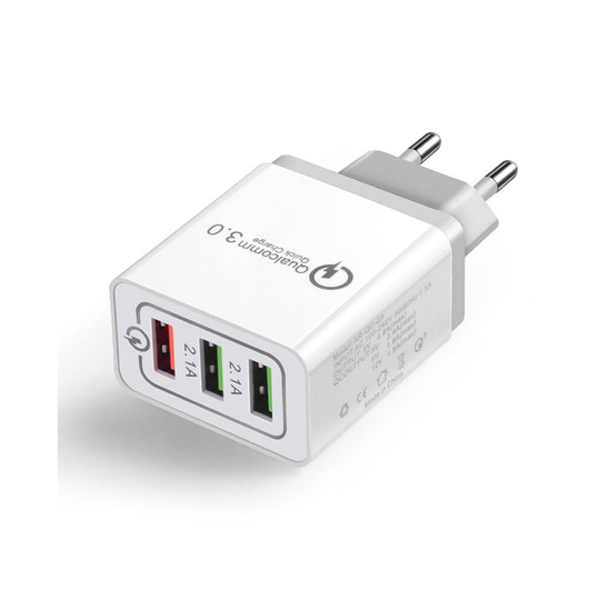 (Gray, EU Plug) 3 Port Fast Quick Charge QC 3.0 USB Hub Wall Charger Power Adapter US EU Plug