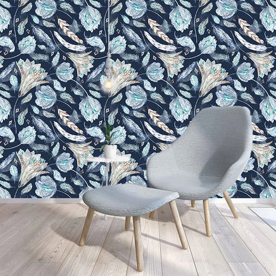 Walllpaper Roll 208X146cm Mural Decoration Kitchen Livingroom Bedroom Wallpaper Material With Print - Boho Chic Indigogolden