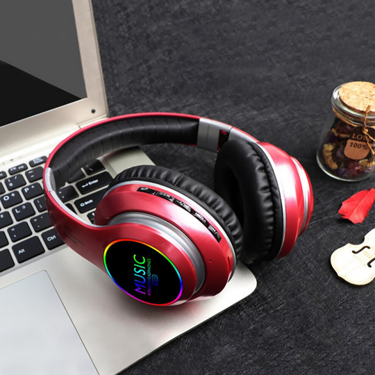 (Red) Bluetooth Wireless Headphones Over Ear