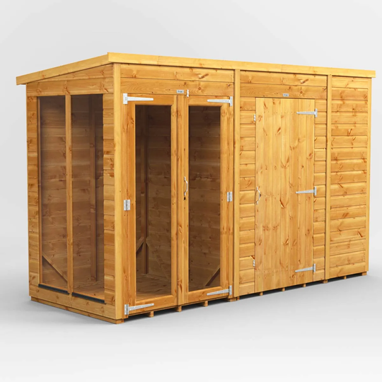 10X4 Power Pent Summerhouse Combi Including 6Ft Side Store