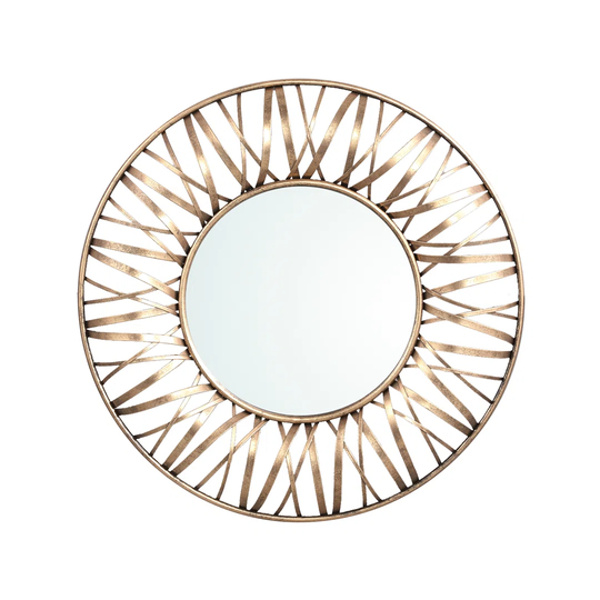 Chemung Round Metal Framed Wall Mounted Accent Mirror in Gold
