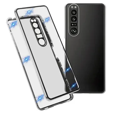 Sony Xperia 1 III Magnetic Case with Tempered Glass Back - Silver