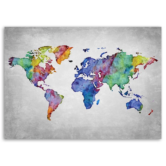 Canvas Print World Map Watercolour