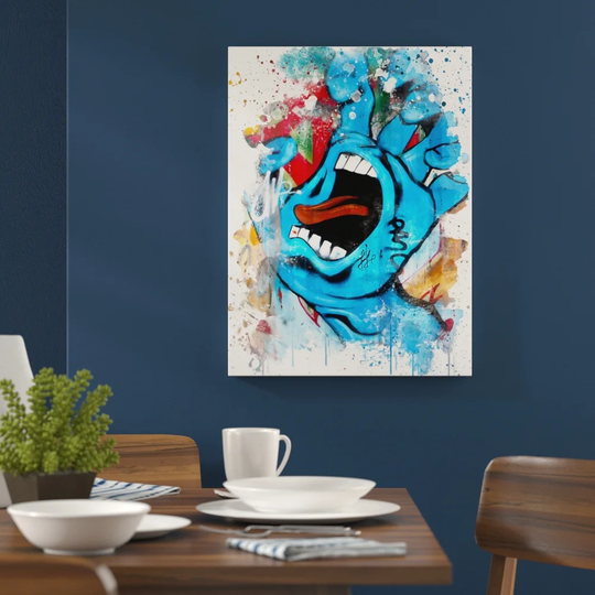 'Blue Hand Wall Graffiti Art' Graphic Art Print Poster
