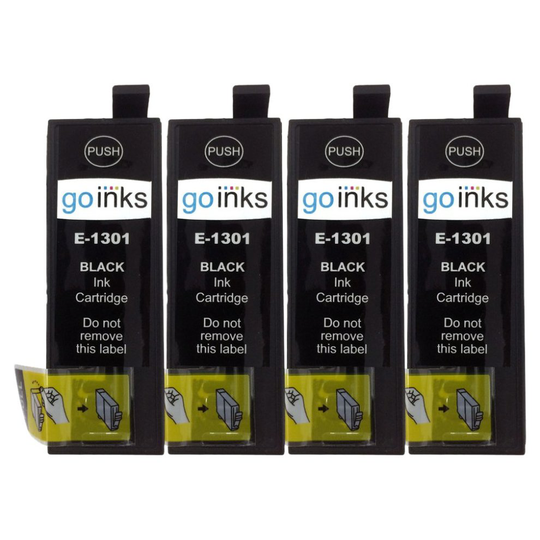 Compatible Go Inks E-1301 Cartridge to replace Epson T1301 for use with Epson Stylus Printers Black (Pack of 4)