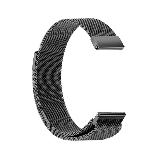 (Black, 22mm) Universal Mesh Loop Magnetic Watch Band Strap