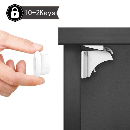 Dokon Child Safety Magnetic Cupboard Locks (10 Locks + 2 Keys), No Tools Or Screws Needed, Baby Safety Locks for Cabinets and Drawers