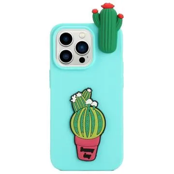 3D Cartoon iPhone 14 Pro TPU Case - Cactus