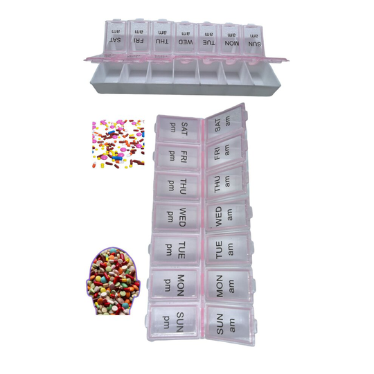Pills Box 14 Slots 7 Days Weekly Tablet Medicine Box Holder Storage Organizer 2 Rows