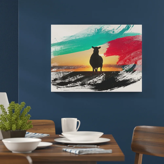 'Sunset and Sheep' Graphic Art Print Poster