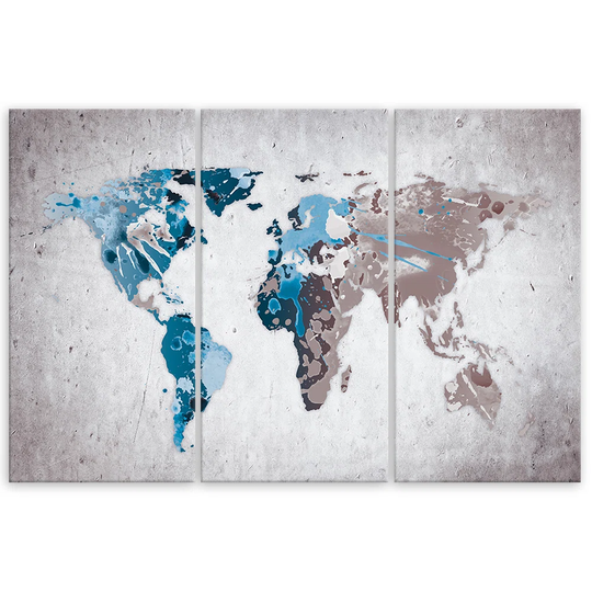 Canvas Print Retro World Map Turquoise