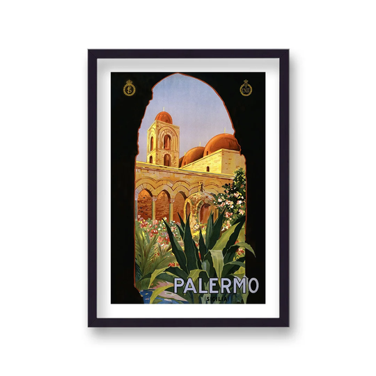 Vintage Travel Print Palermo With Border