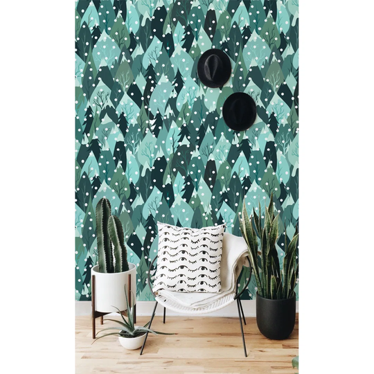 Walllpaper Roll 360X250cm Wallpaper Material With Print Mural Decoration Kitchen Livingroom Bedroom - Frosty Mountains Winter