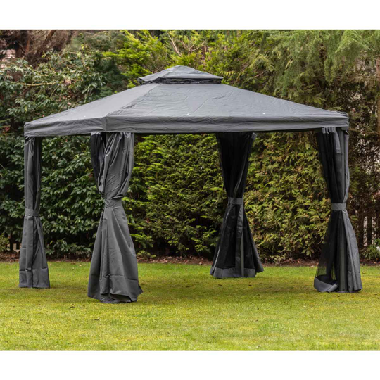 Katie Blake Eden 3m x 4m Gazebo With Curtains - Grey