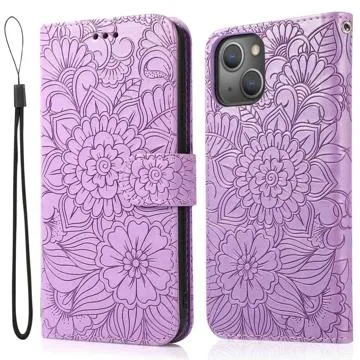 Flowers iPhone 14 Plus Wallet Case - Purple