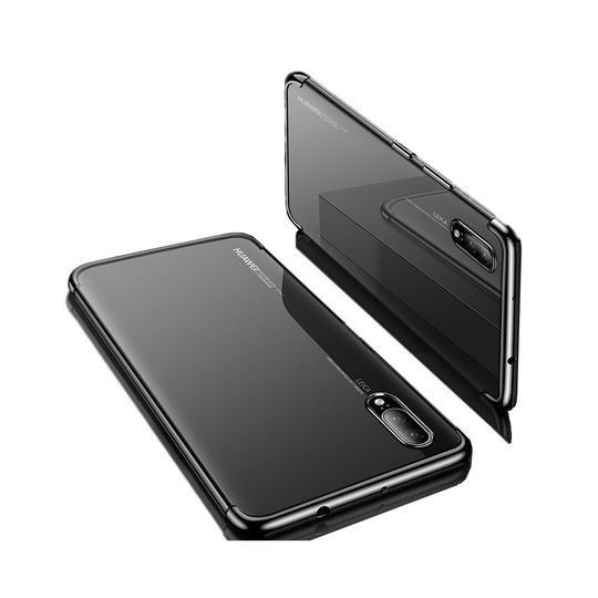 (Huawei P20 Pro, Black) New Ultra Thin Slim Transparent Clear Plating Soft TPU Gel Silicone Phone Case Hybrid Shockproof Cover For Huawei P20 Pro Lite