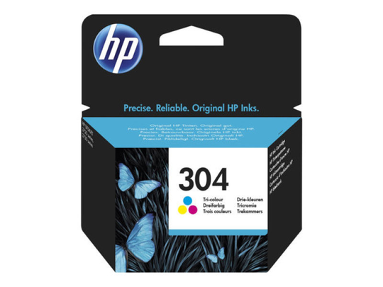 HP 304 Tri-Colour Original Ink Cartridge - Standard Yield 100 Pages - N9K05AE