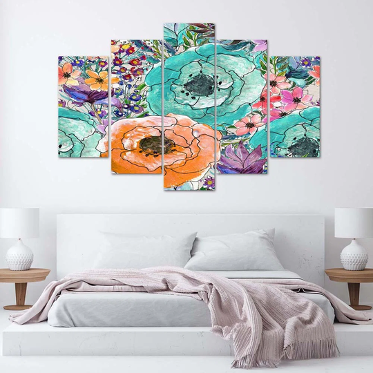 Canvas Print Colourful Flowers Abstract