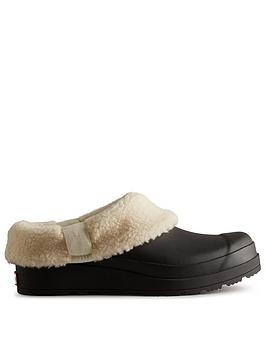 Hunter Play Sherpa Insulated Clog Shoes - Black, Black, Size 4, Women
