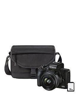 Canon Eos M50 Mark Ii Csc Camera + Ef-M15-45Mm Lens + Sb130 Shoulder Bag + 16Gb Sd Card - Black