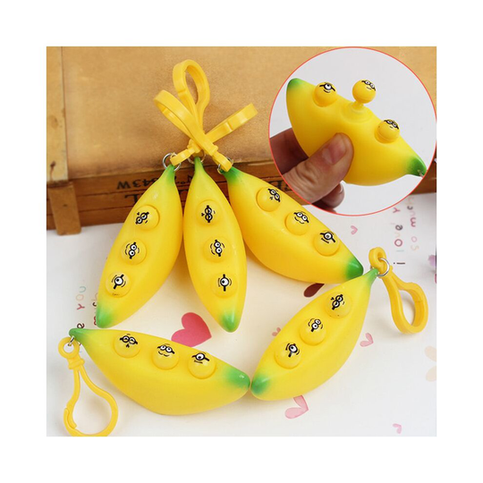 Banana Popper Anti-Anxiety Stress Toy Autism ADHD Fidget Squeeze Pop Keyring Pod