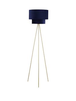 Tia Two Tiered Floor Lamp - Navy/Brass