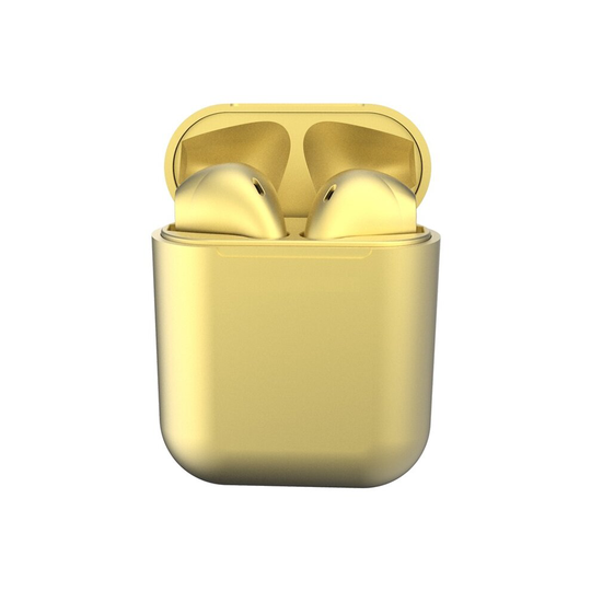 (Yellow) InPods 12 TWS Bluetooth Earphones Touch Control Metallic Matte Plating