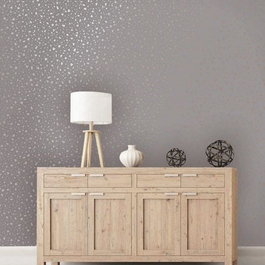 Terrazo Mosaic Effect Modern 10m x 53cm Metallic Wallpaper Roll