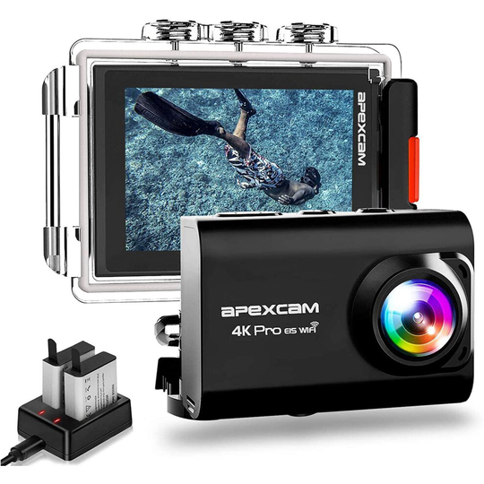 [2020 New] Apexcam Pro EIS Action Camera 4K 20MP WiFi Sports Camera Underwater 40M Waterproof Camera External Mic 2.4G Remote Control 170ÂW