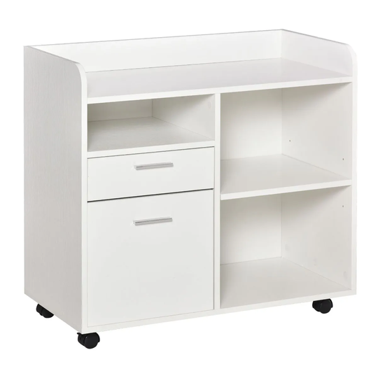 Vinsetto Filing Cabinet Mobile Printer Stand With Adjustable Storage Shelf White
