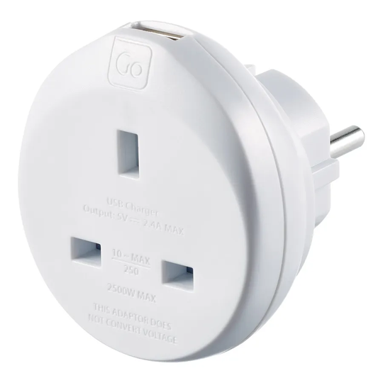 Go Travel Go-Travel Adaptor plus USB - UK-EU