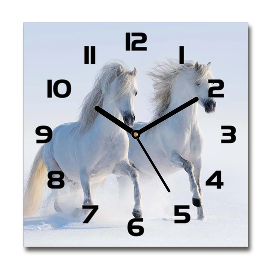 Two Horses in the Snow Silent Wall Clock