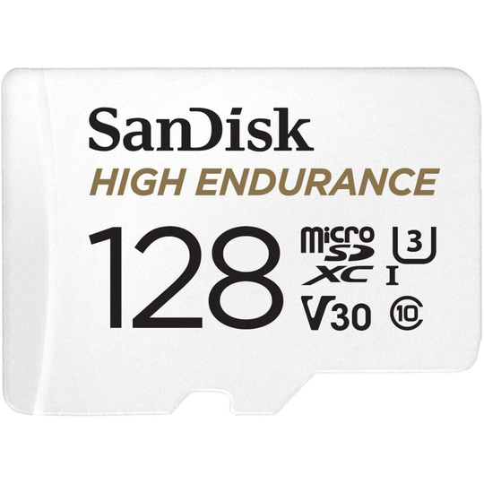 SanDisk 128GB High Endurance Video MicroSDXC Card with Adapter for Dash Cam and Home Monitoring systems - C10, U3, V30, 4K UHD,Micro SD Card -SDSQQNR