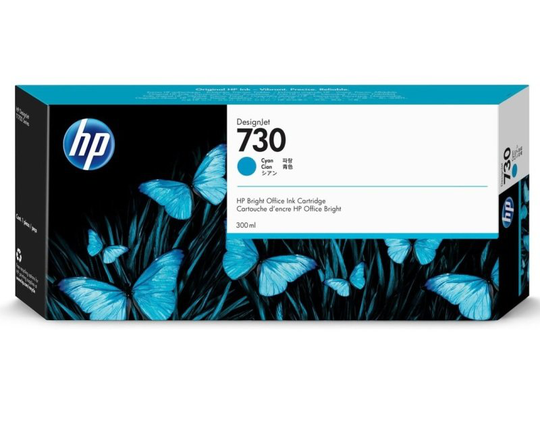 HP 730 Cyan Original Designjet Ink Cartridge - High Yield 300ml - P2V68A
