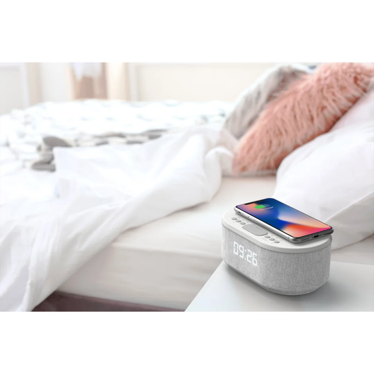 Digital Electric Alarm Tabletop Clock in White/Grey